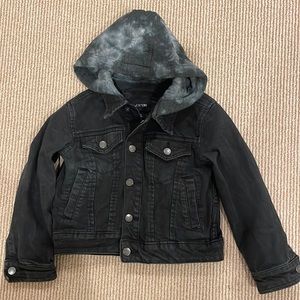 Joe’s jeans black jean jacket with tie dye hood - size 4